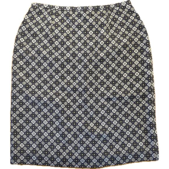 Ann‎ Taylor Women's Silk Pencil Skirt Size 6 Multicolor Geometric Knee Length - Picture 1 of 4